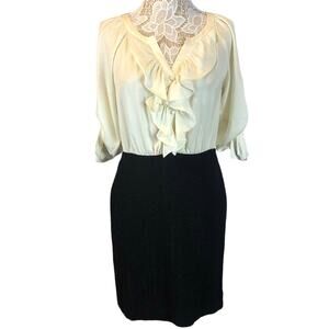 NWT Loft dress, ruffled blouse and skirt attached black & white size 6